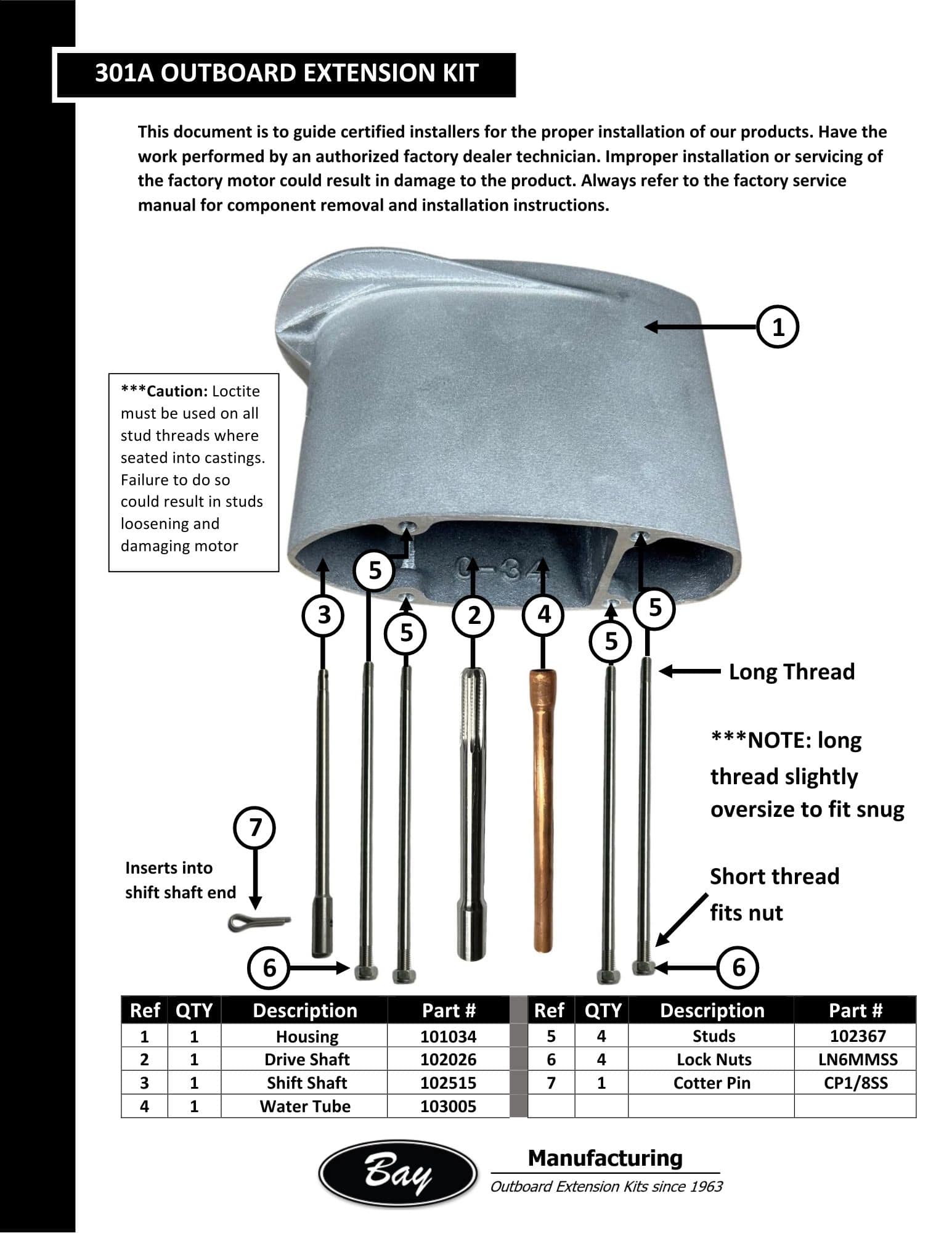Johnson Evinrude Outboard Extension Kit 301A | 9.8 HP | 5 Inch