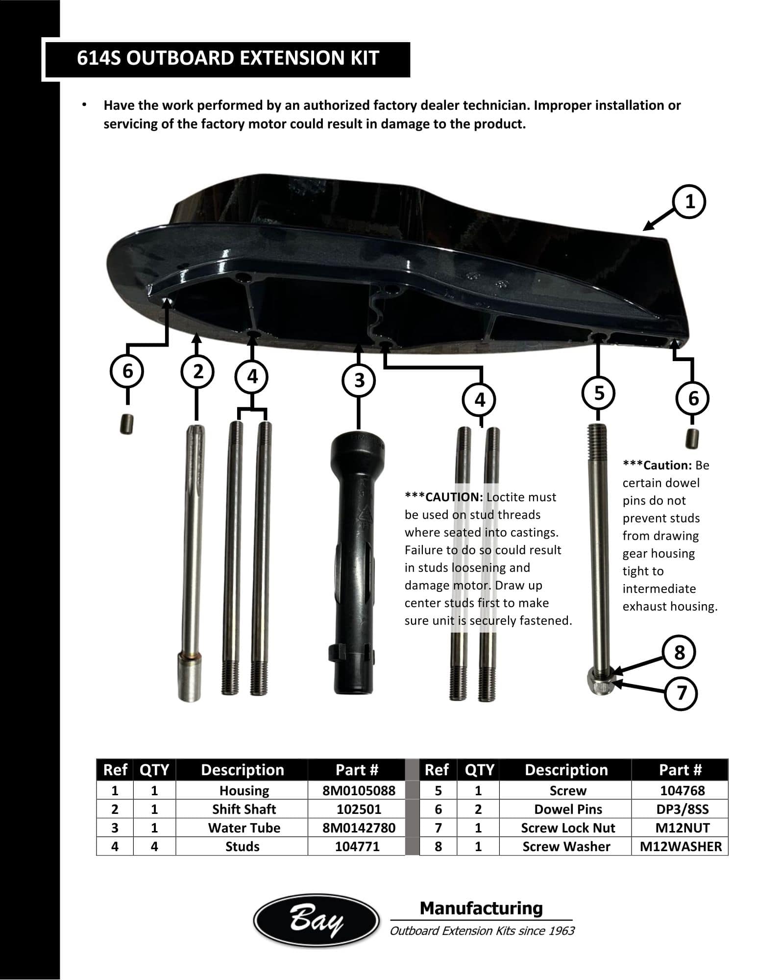 切手35007 Mercury Outboard Motor Extension Kit 614S | 135-350HP | 5 Inch