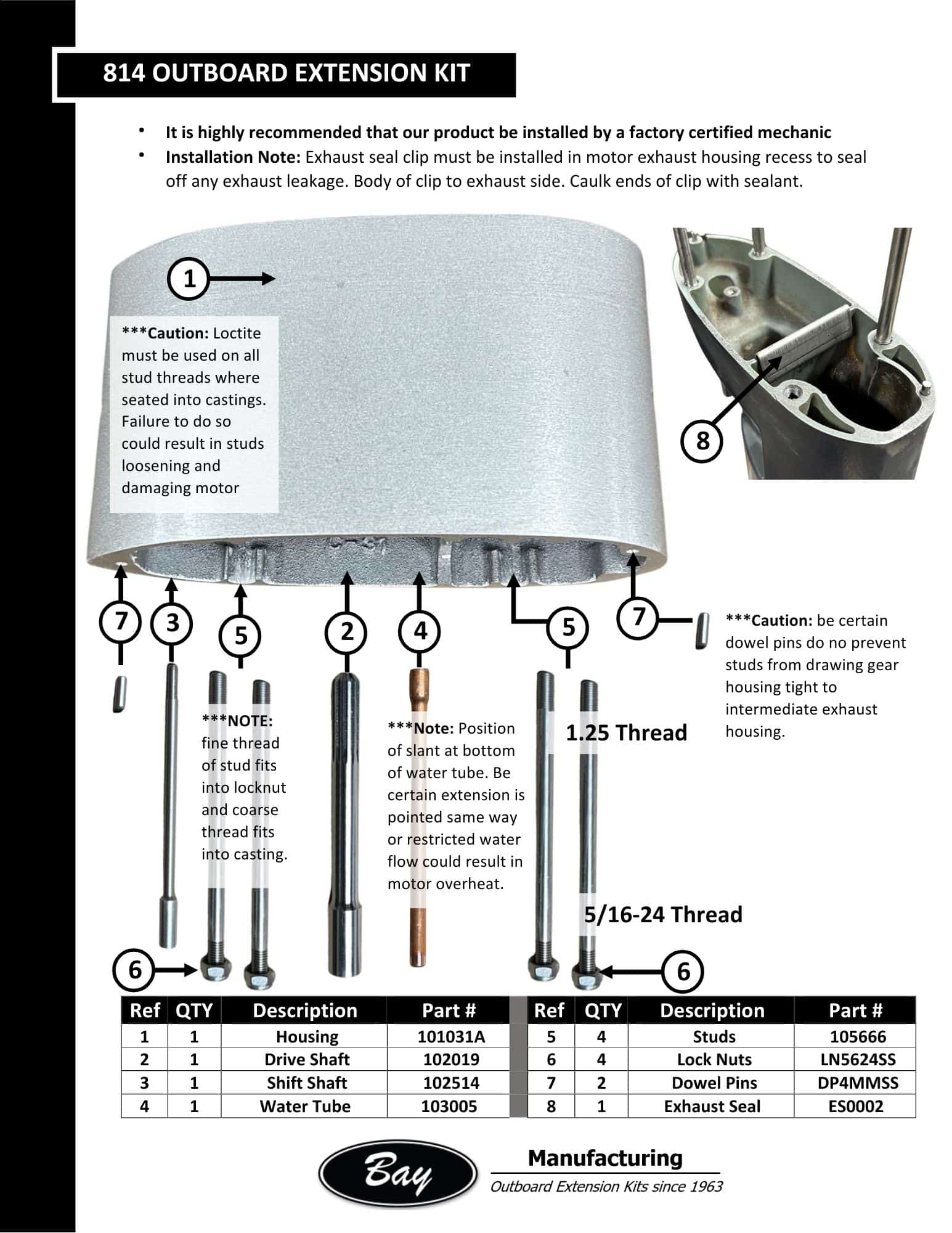 Yamaha Outboard Extension Kit 814 | 15-20HP | 5 Inch - Bay